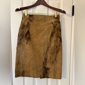 Wilson's Distressed Brown Leather High Waist Mini Skirt Vintage Size Small